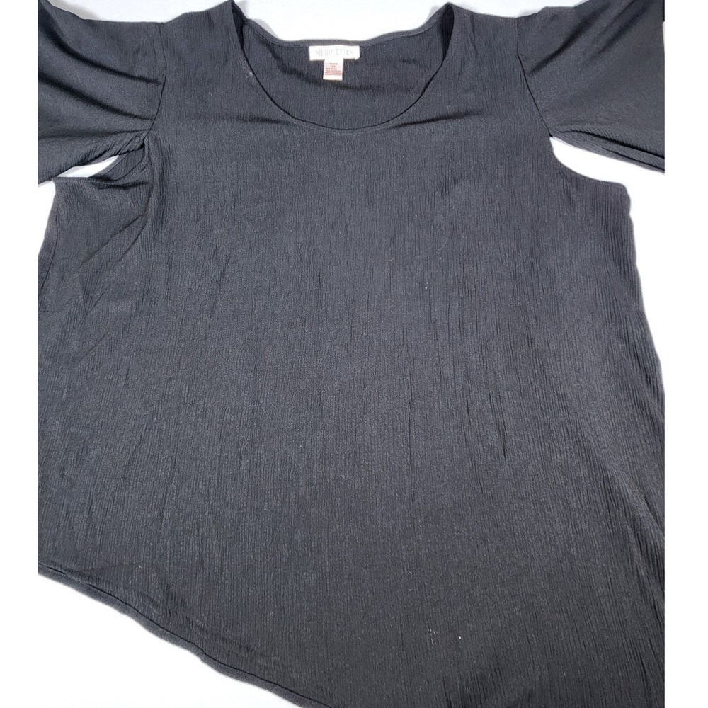 Silhouettes Black Cold Shoulder Asymmetrical Hem Blouse Top 3X 509870